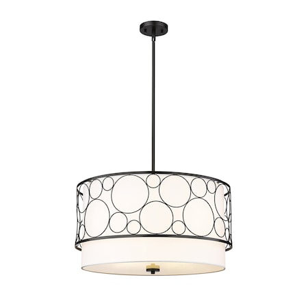 Z-Lite Kendall 4 Light Pendant, Matte Black & White 197-24MB
